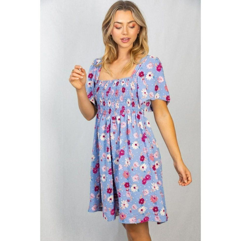 SALE! WHITE BIRCH Clothing Purple Floral Flower Smocked Dress Spring D90188XL - Picture 3 of 5